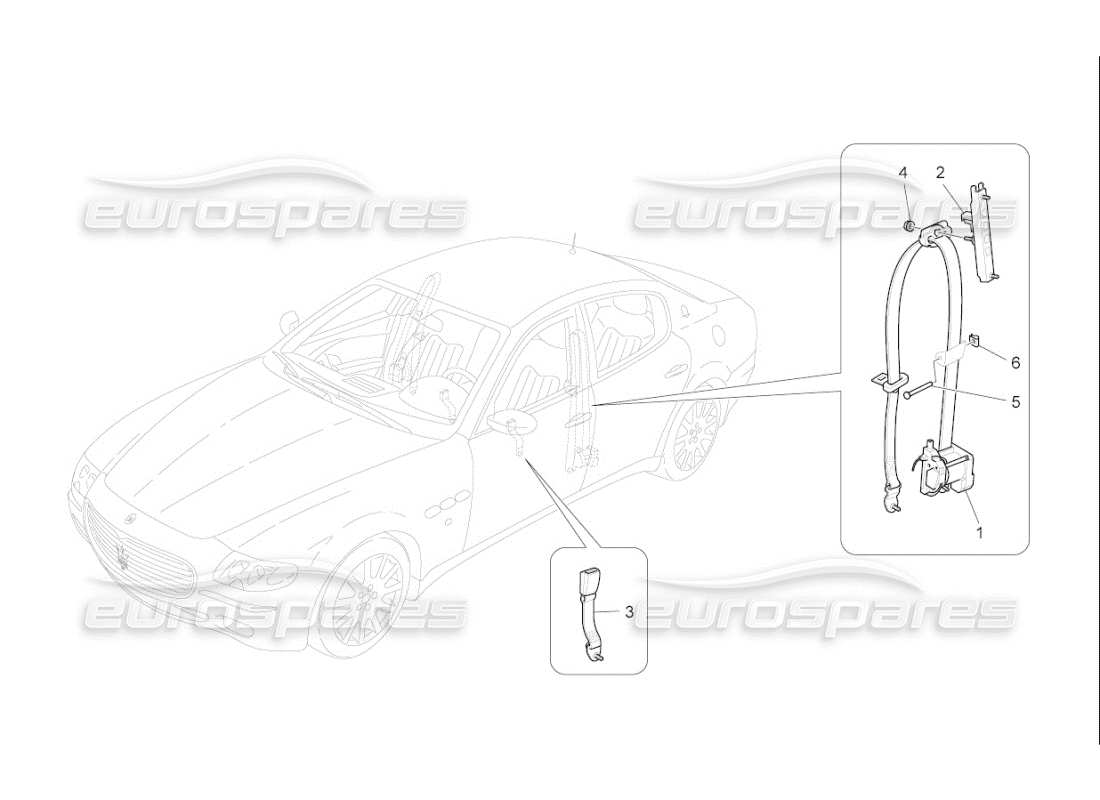 maserati qtp. (2009) 4.7 auto front seatbelts part diagram