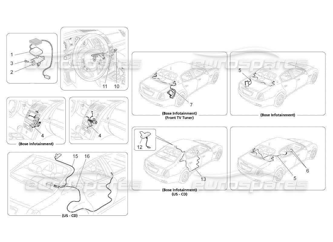 maserati qtp. (2011) 4.2 auto reception and connection system parts diagram