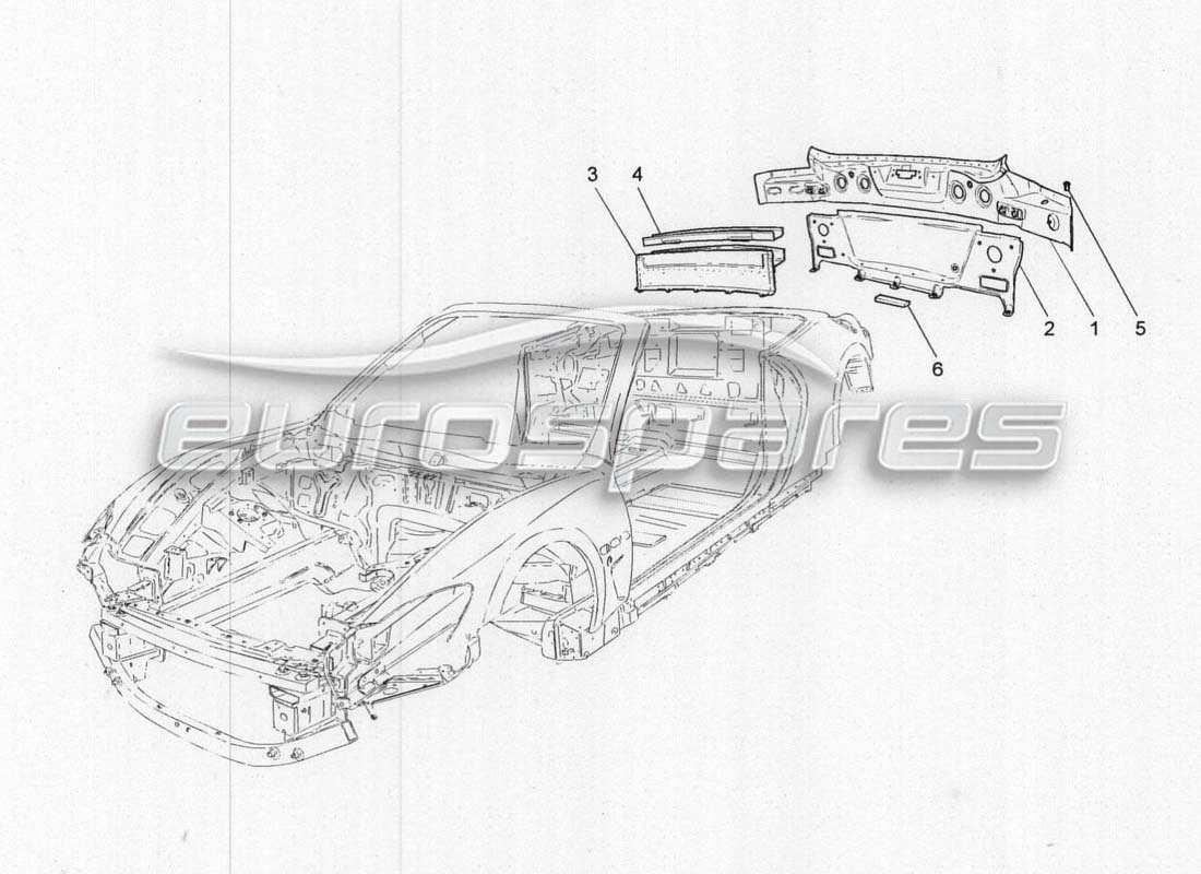 maserati grancabrio mc centenario bodywork and rear outer trim panels part diagram