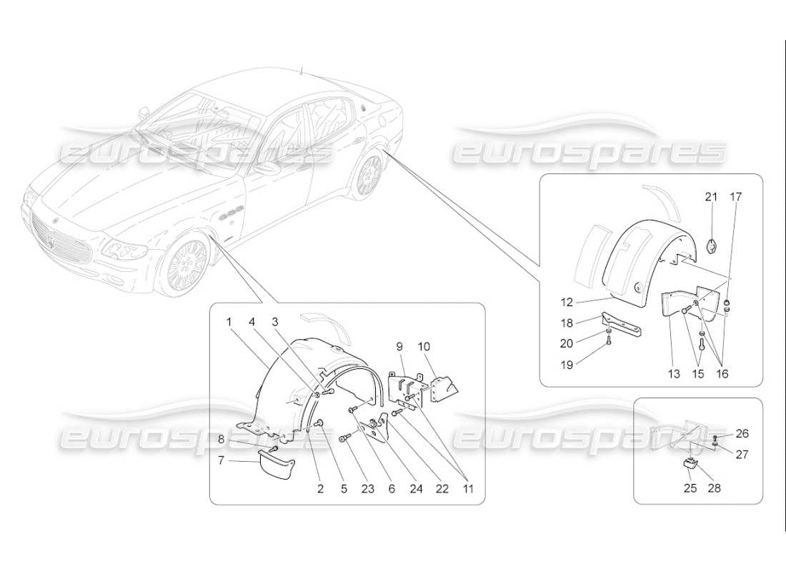 maserati qtp. (2010) 4.7 auto wheelhouse and lids parts diagram