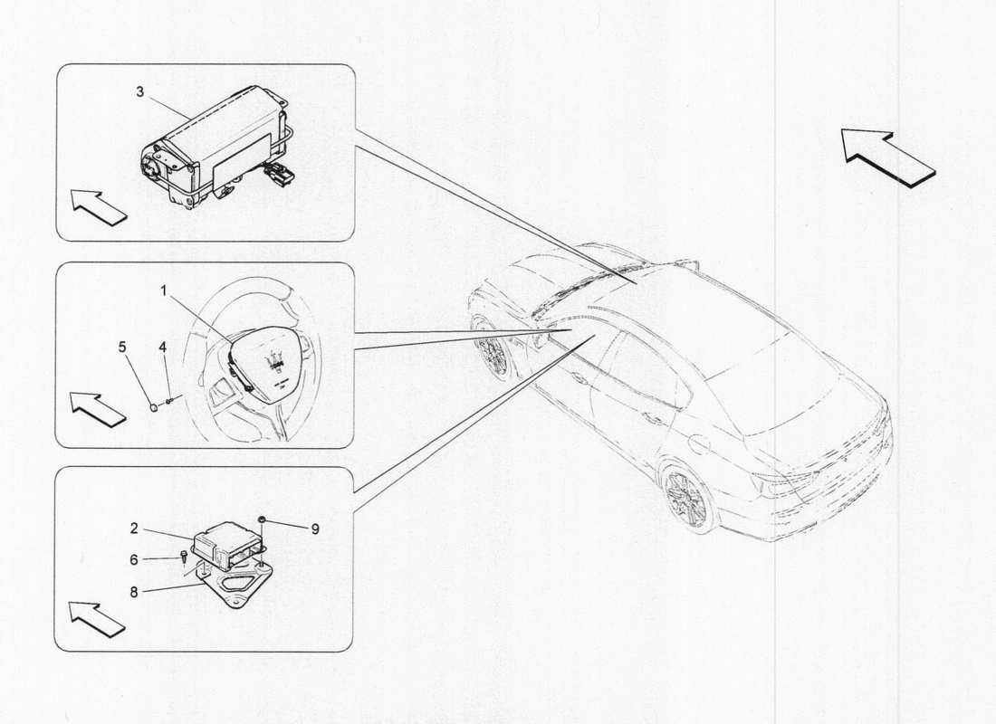 maserati qtp. v6 3.0 tds 275bhp 2017 front airbag system part diagram