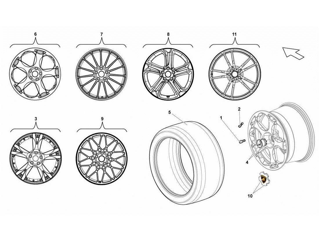 lamborghini gallardo lp560-4s update rear tyre part diagram