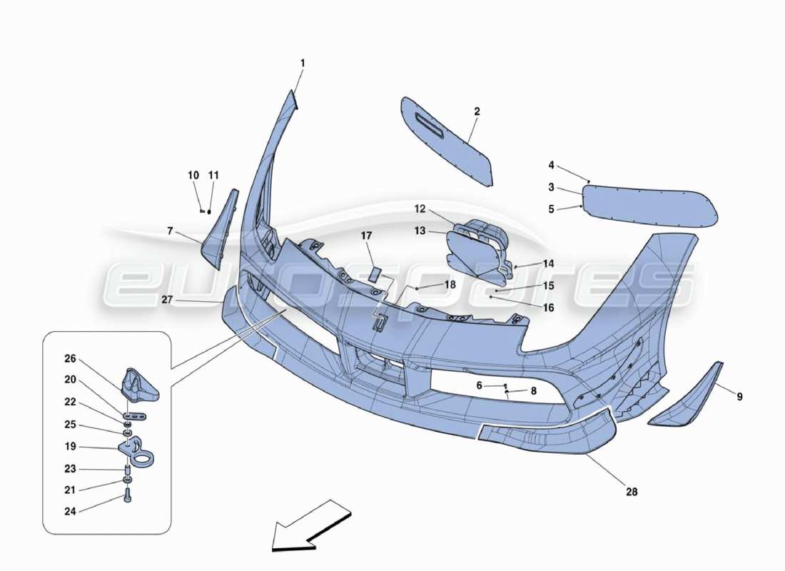 ferrari 488 challenge front bumper parts diagram