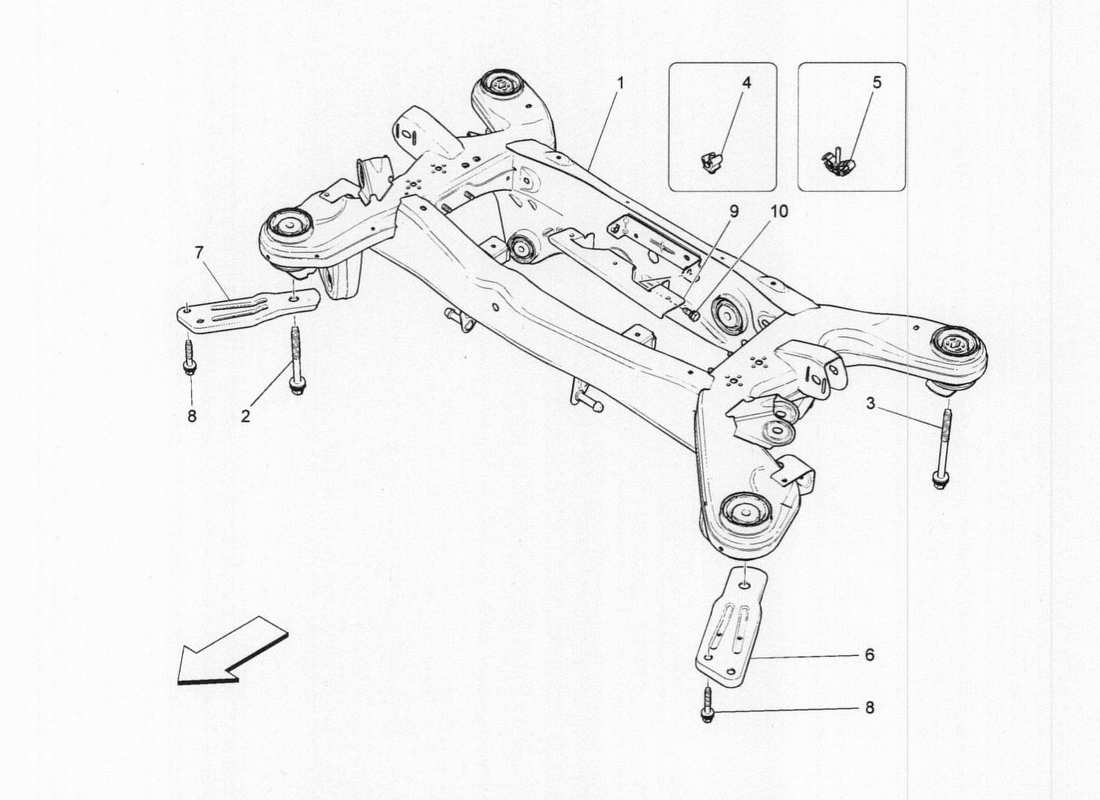 maserati qtp. v6 3.0 tds 275bhp 2017 rear chassis part diagram