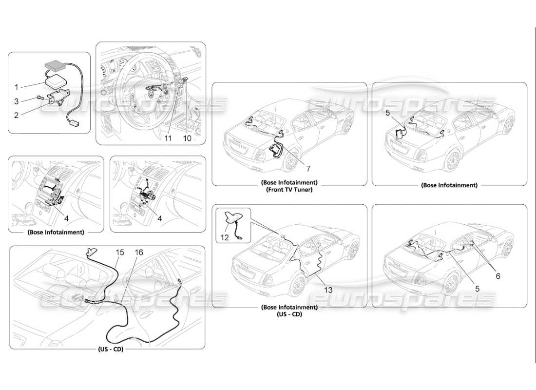 maserati qtp. (2010) 4.7 auto reception and connection system parts diagram