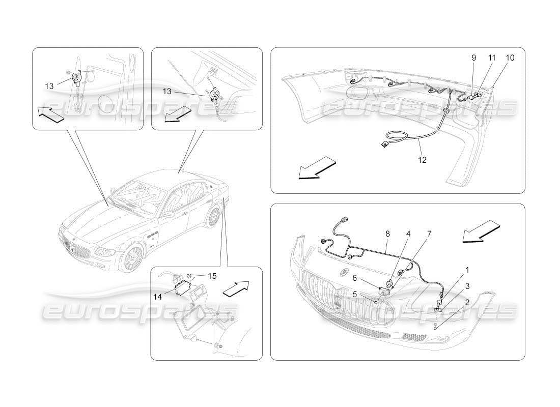 maserati qtp. (2010) 4.2 auto parking sensors part diagram