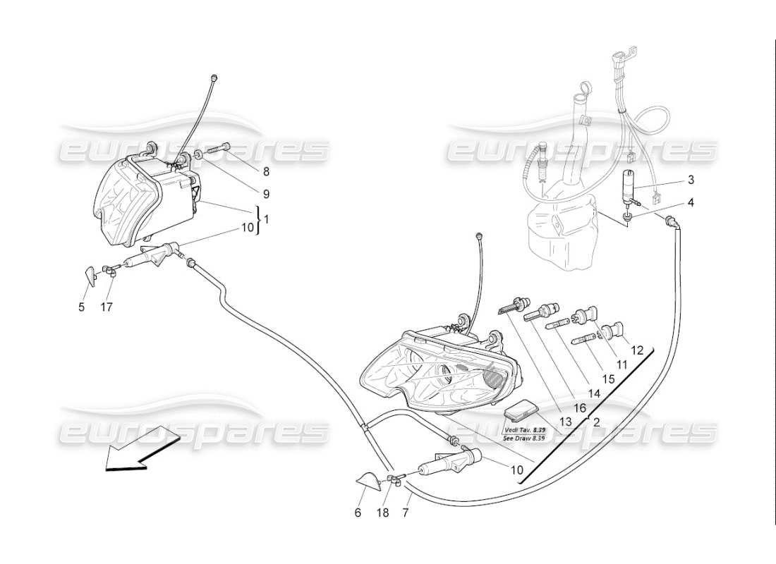 maserati qtp. (2008) 4.2 auto headlight clusters parts diagram