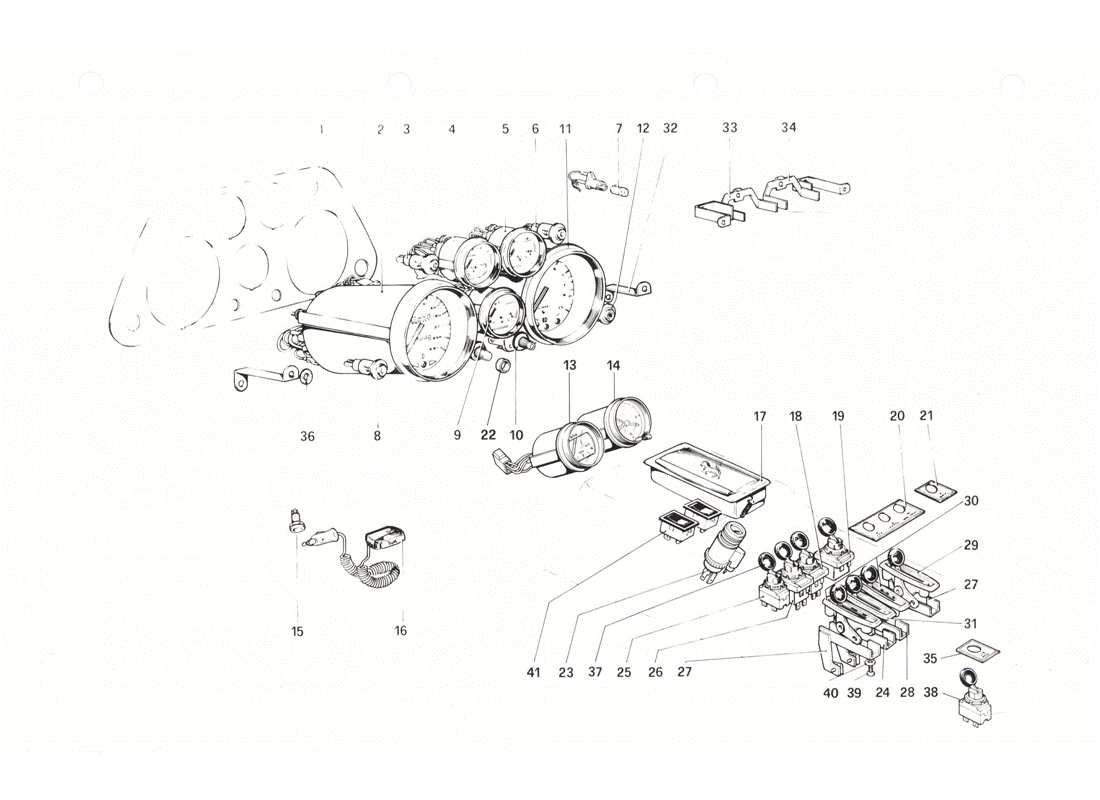 ferrari 208 gtb gts instruments and accessories part diagram