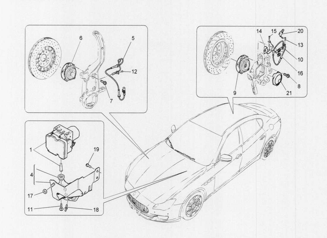 maserati qtp. v6 3.0 tds 275bhp 2017 braking control system part diagram