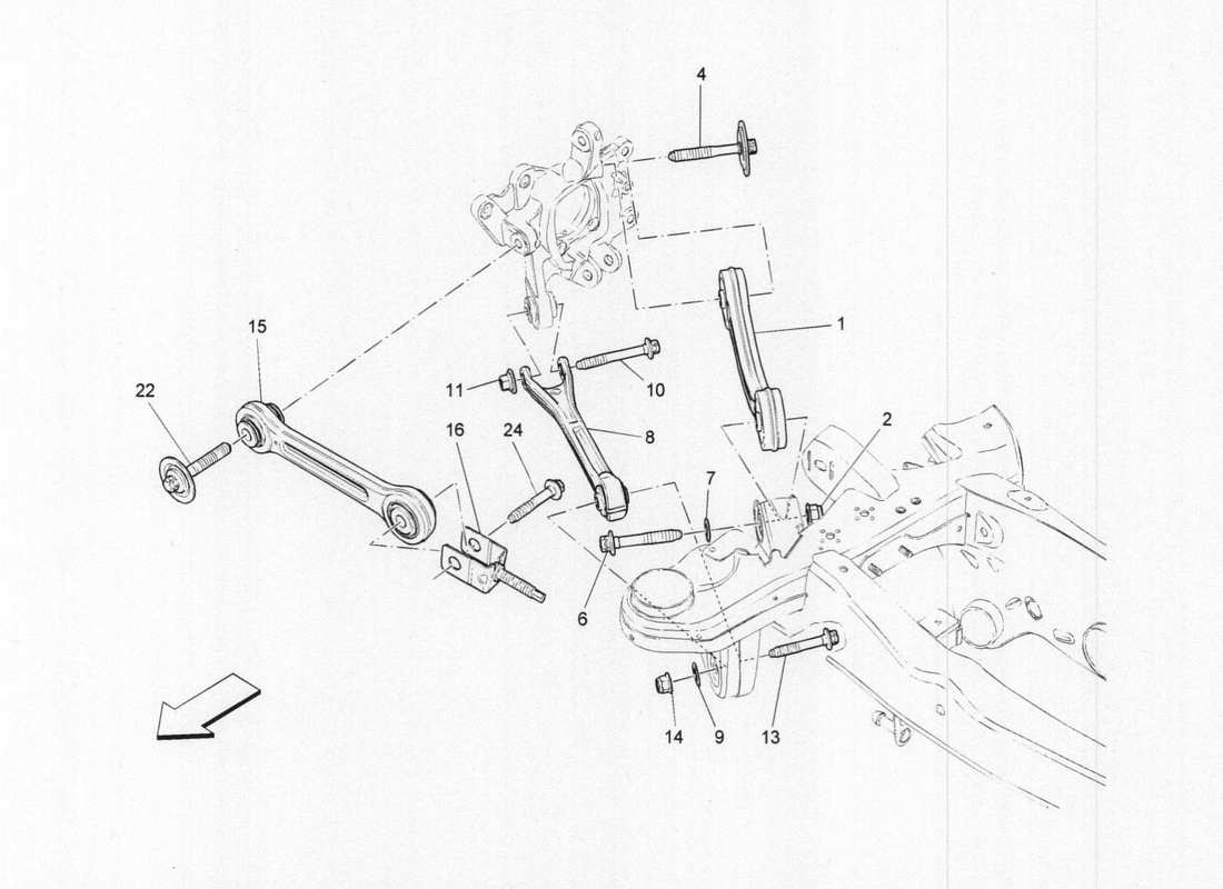 maserati qtp. v6 3.0 tds 275bhp 2017 rear suspension part diagram