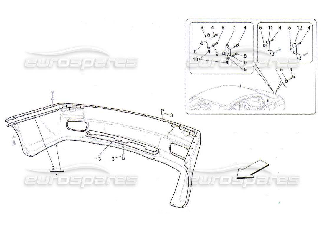 maserati qtp. (2010) 4.2 rear bumper parts diagram