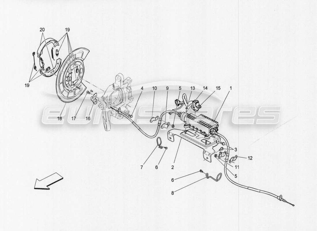 maserati qtp. v8 3.8 530bhp auto 2015 parking brake parts diagram