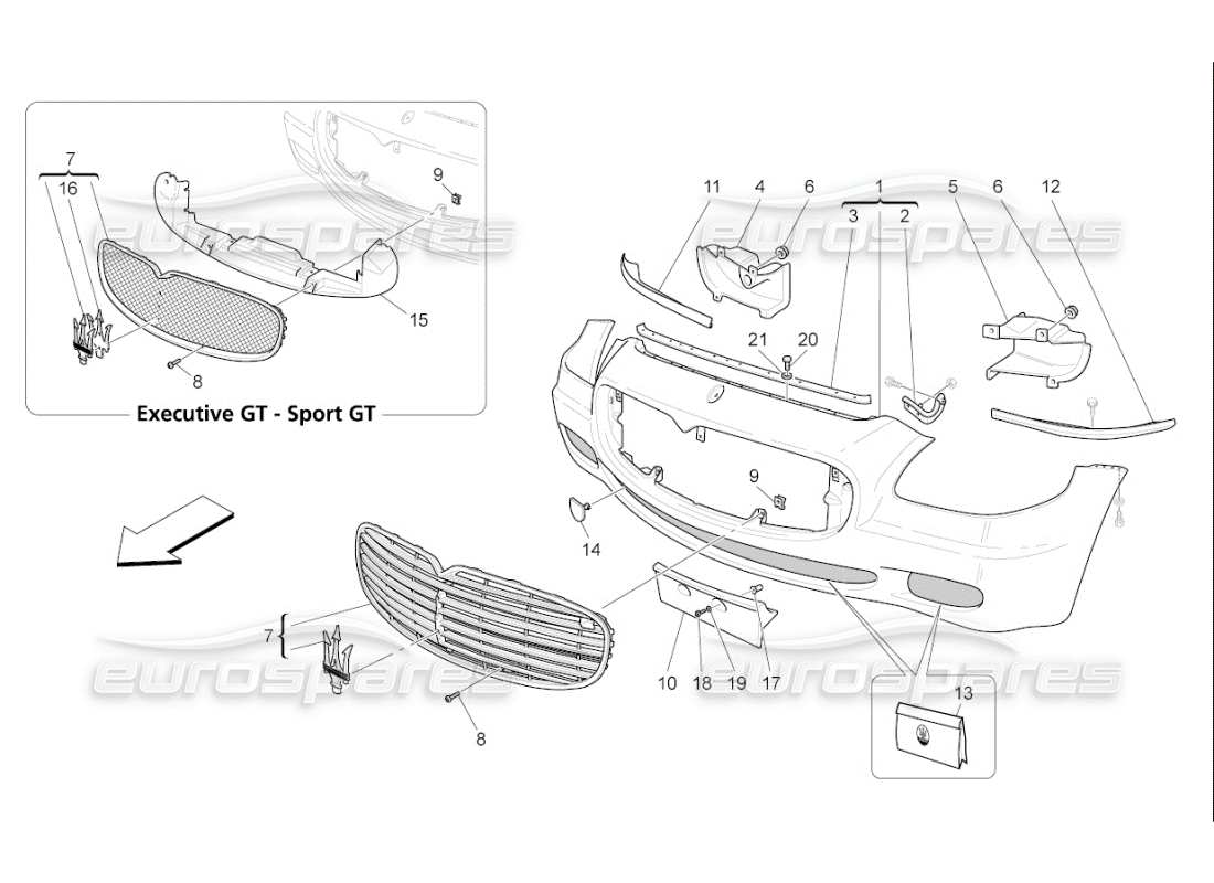 maserati qtp. (2008) 4.2 auto front bumper part diagram