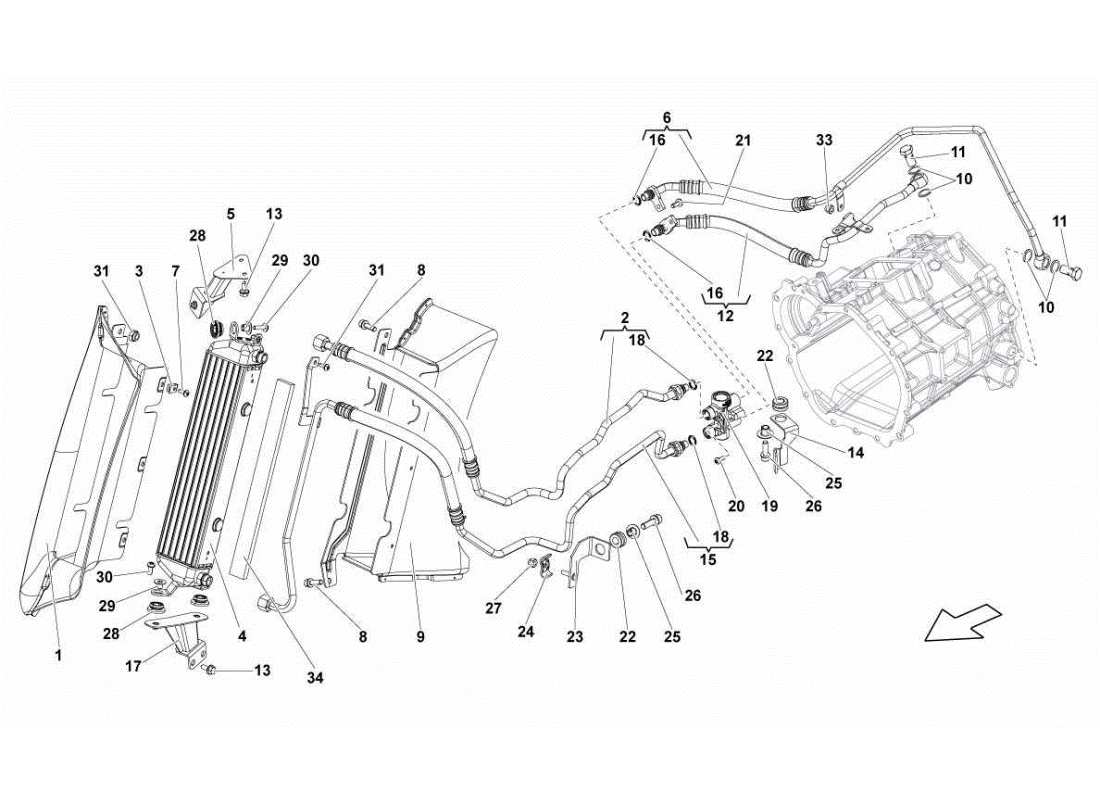 lamborghini gallardo sts ii sc oil cooler parts diagram