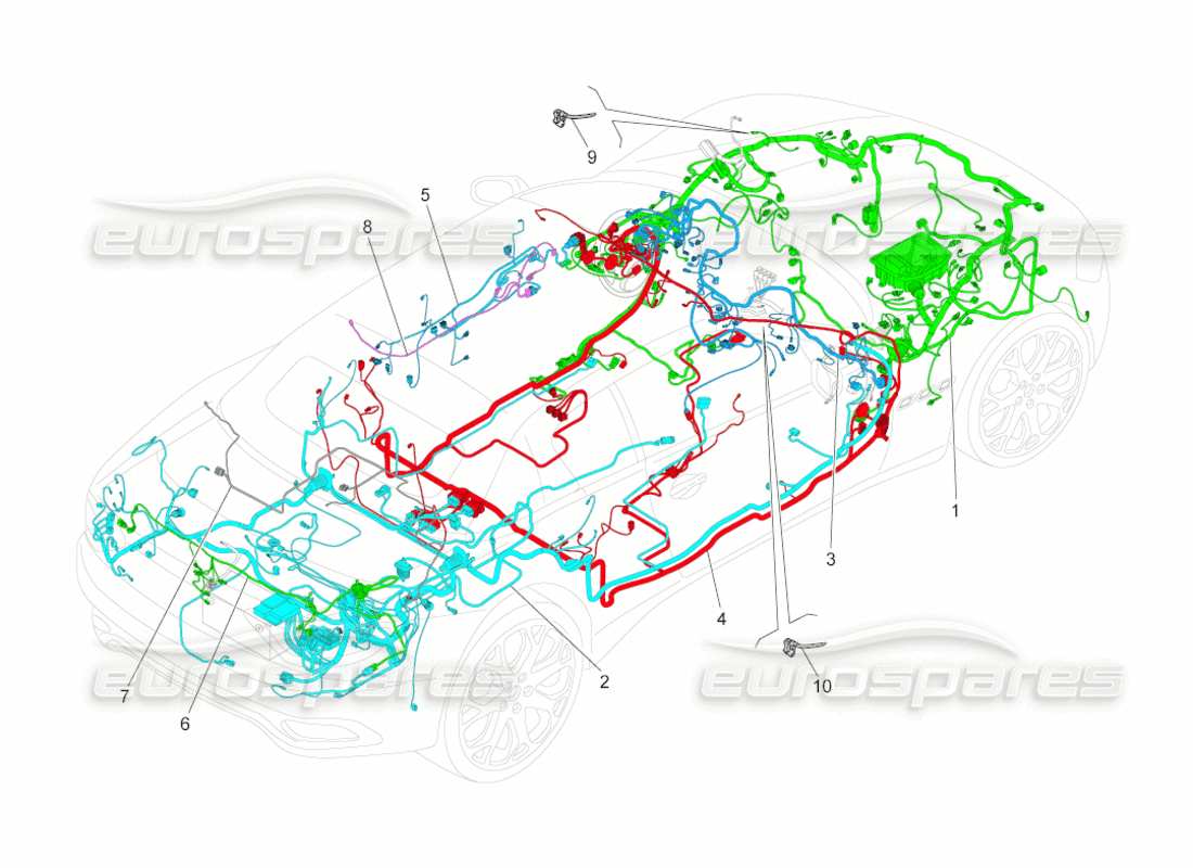 maserati grancabrio (2011) 4.7 main wiring parts diagram