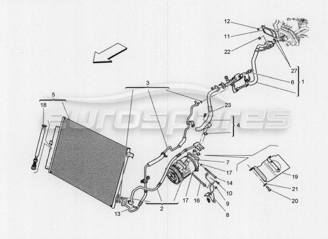 maserati qtp. v8 3.8 530bhp 2014 auto a c unit: engine compartment devices part diagram