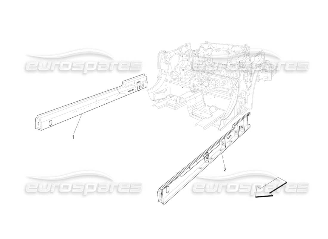 maserati grancabrio (2011) 4.7 central structural frames and sheet panels part diagram