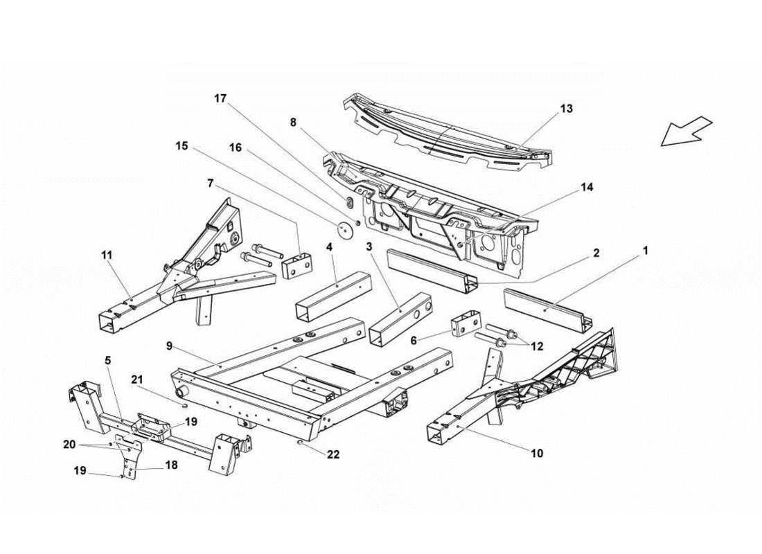 lamborghini gallardo lp560-4s update front frame elements part diagram