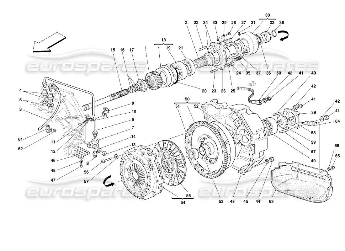 ferrari 355 (2.7 motronic) clutch and controls parts diagram