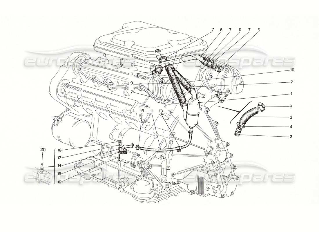 ferrari 308 gt4 dino (1976) blow-by system parts diagram