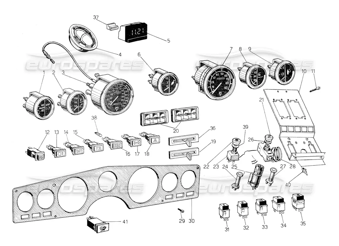 lamborghini countach 5000 s (1984) instruments parts diagram