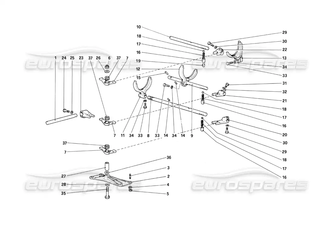 ferrari mondial 3.0 qv (1984) inside gearbox controls parts diagram