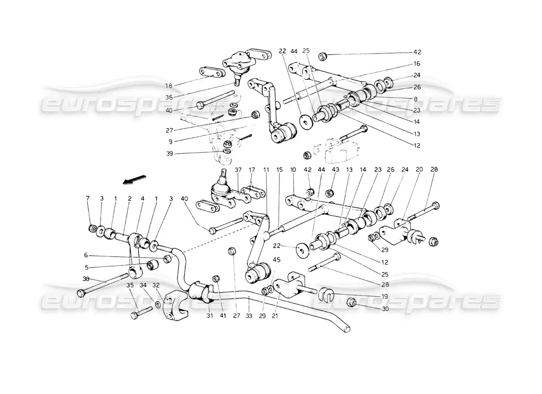 ferrari 512 bb front suspension. wishbones parts diagram
