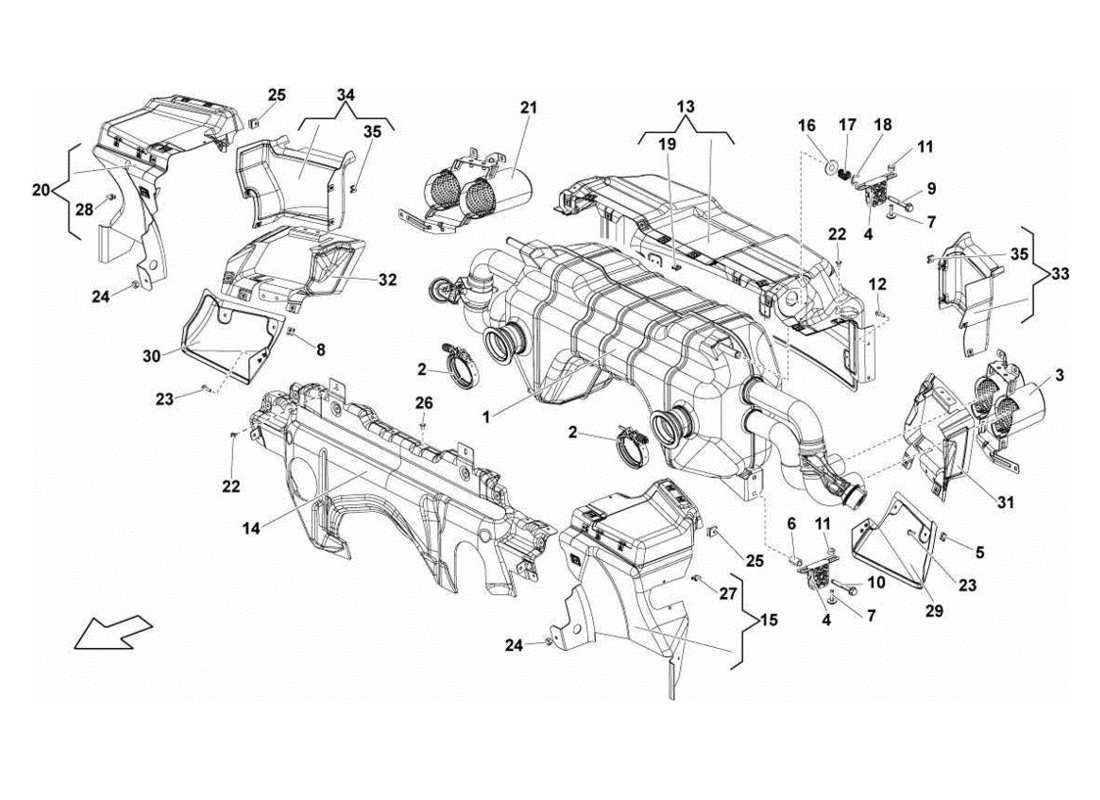 lamborghini gallardo lp560-4s update exhaust system part diagram