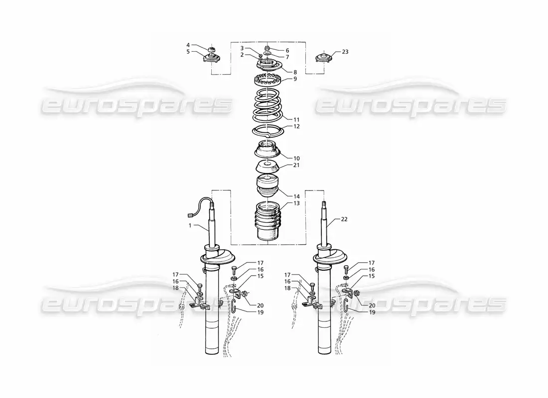 maserati qtp v6 (1996) front shock absorber parts diagram