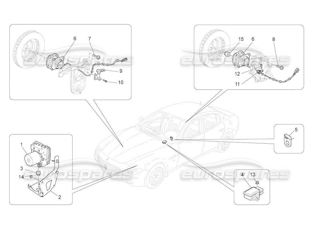 maserati qtp. (2011) 4.2 auto braking control systems parts diagram