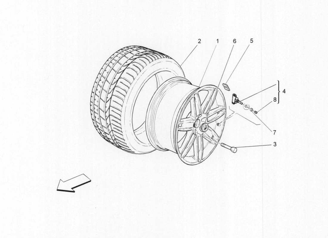 maserati qtp. v6 3.0 bt 410bhp 2015 wheels and tyres parts diagram