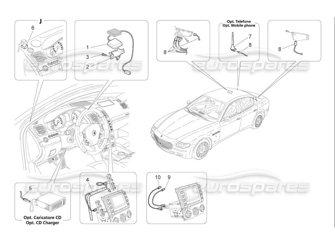 maserati qtp. (2007) 4.2 f1 reception and connection system parts diagram