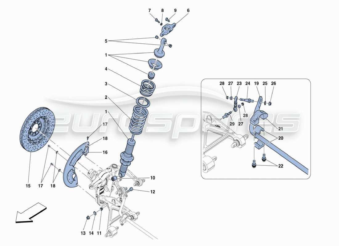 ferrari 488 challenge front shock absorbers part diagram