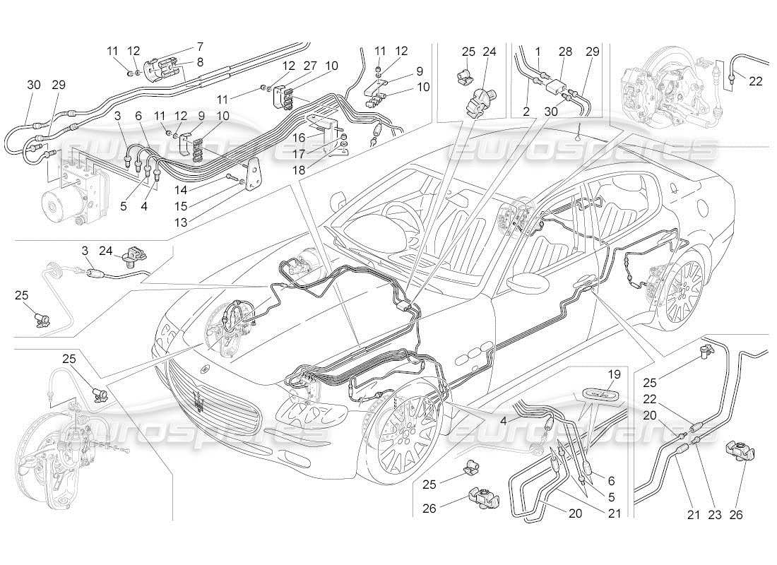 maserati qtp. (2010) 4.2 auto braking devices on rear wheels part diagram