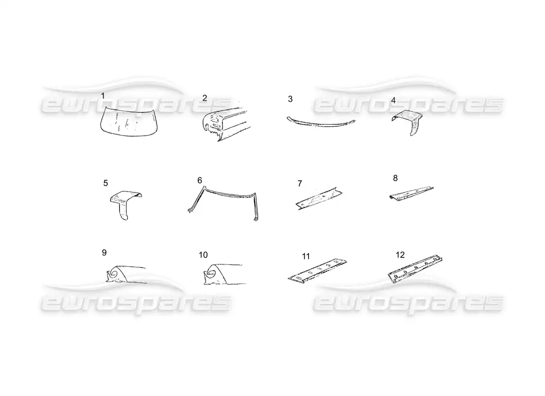 ferrari 250 gt (coachwork) glass & rubbers parts diagram