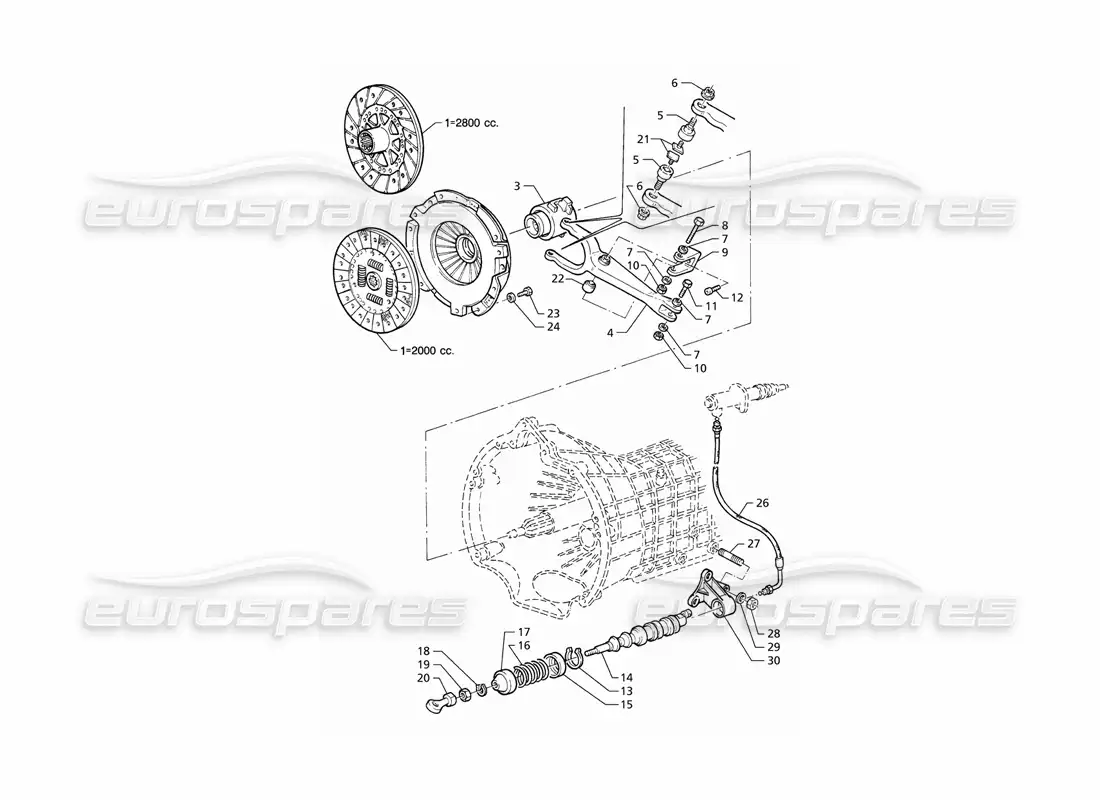maserati qtp v6 (1996) clutch parts diagram