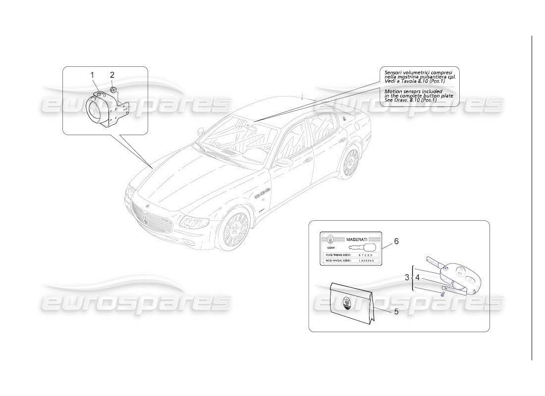 maserati qtp. (2007) 4.2 auto alarm and immobilizer system parts diagram