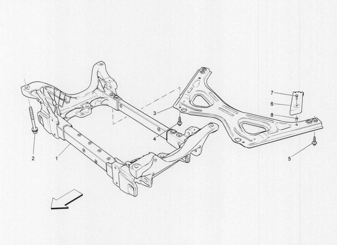 maserati qtp. v6 3.0 tds 275bhp 2017 front subframe part diagram