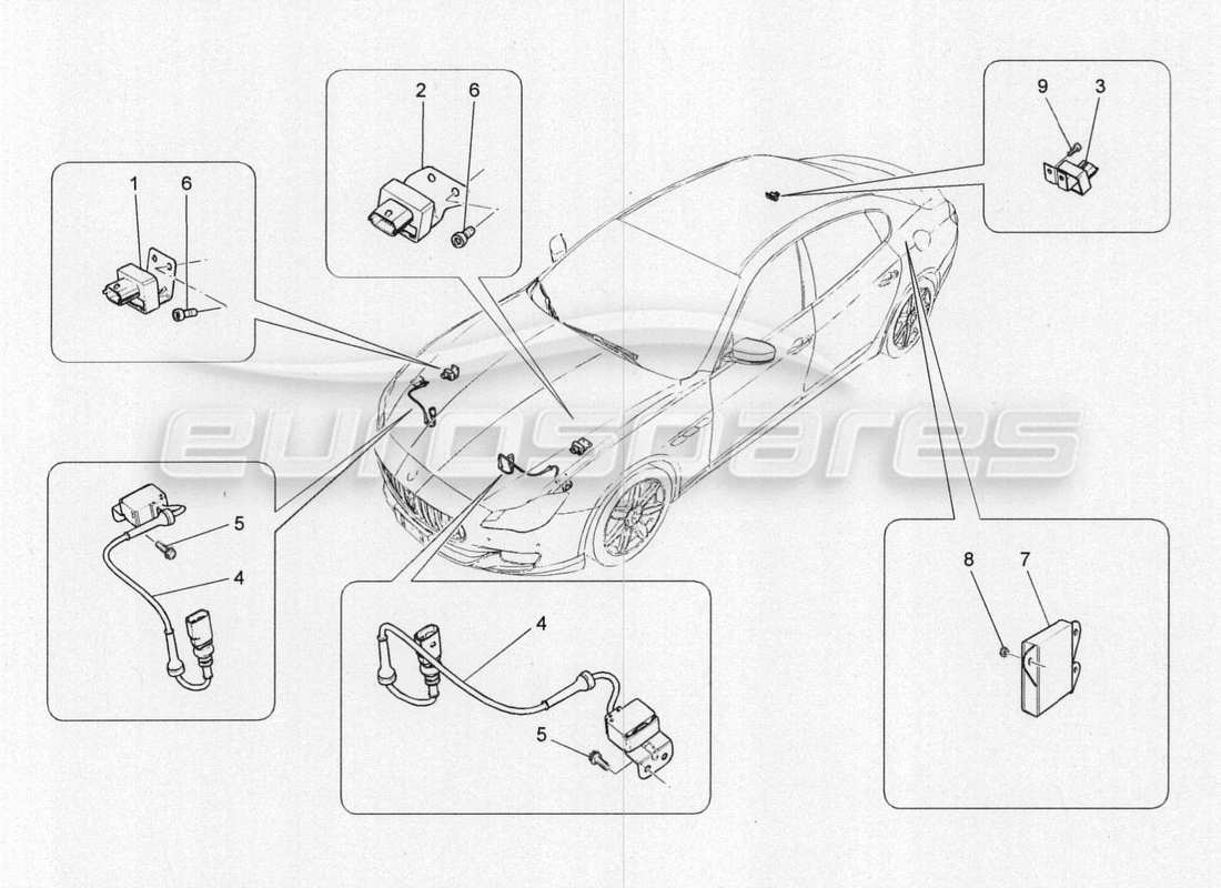 maserati qtp. v8 3.8 530bhp 2014 auto electronic control (suspension) part diagram