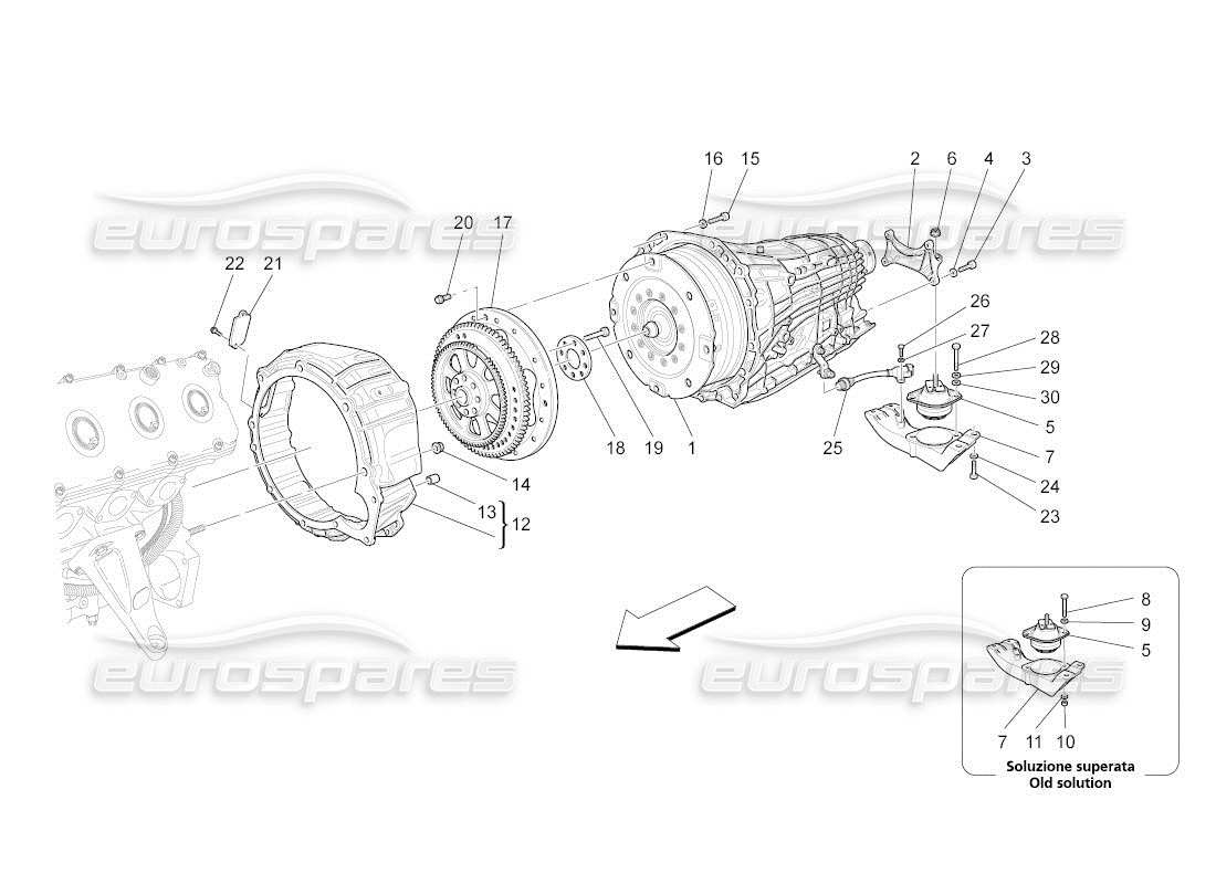 maserati qtp. (2010) 4.2 auto gearbox housings part diagram