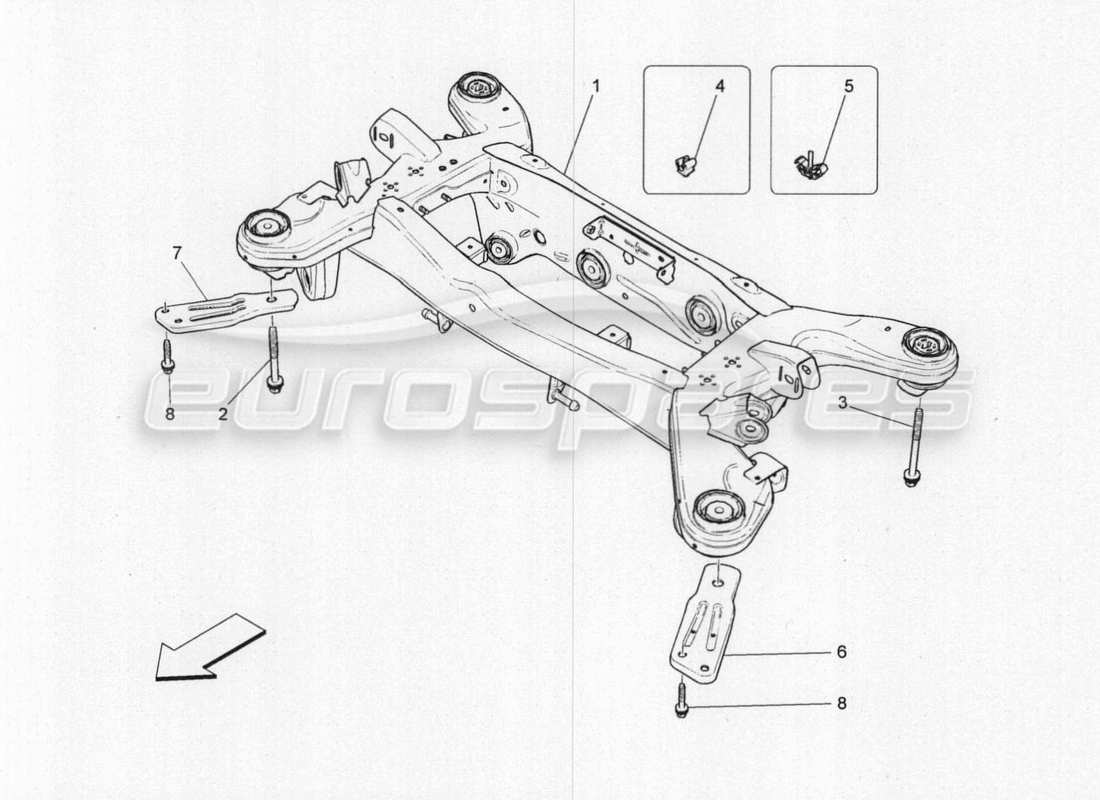 maserati qtp. v8 3.8 530bhp 2014 auto rear chassis part diagram