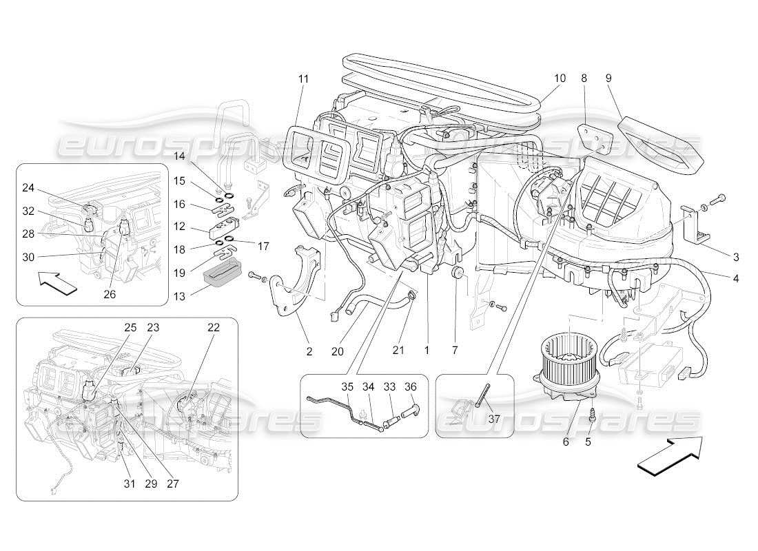 maserati qtp. (2011) 4.2 auto a c unit: dashboard devices parts diagram