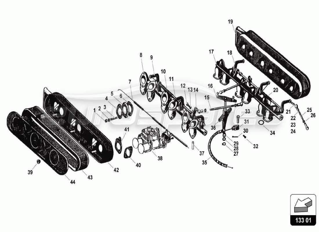 lamborghini 350 gt air filter box parts diagram