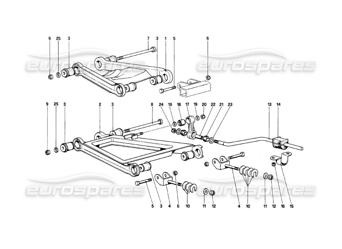 ferrari mondial 8 (1981) rear suspension - wishbones part diagram