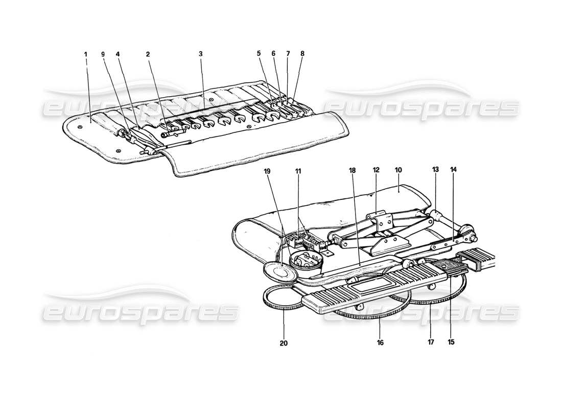 ferrari 308 gtb (1980) tool-kit part diagram