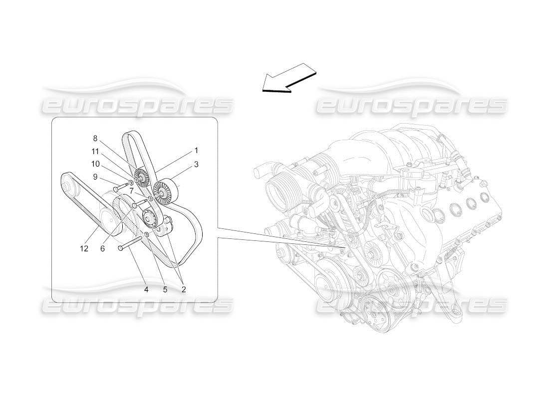 maserati qtp. (2010) 4.2 auto auxiliary device belts part diagram