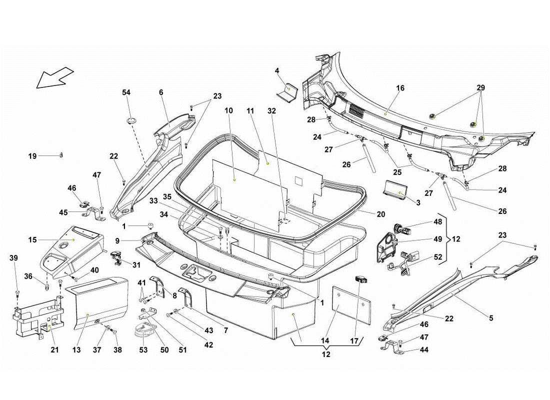 lamborghini gallardo lp560-4s update luggage boot trims parts diagram