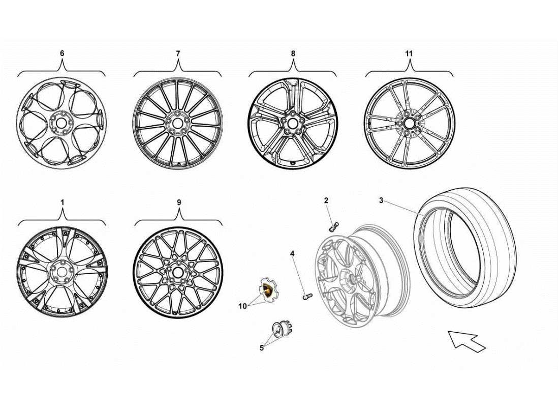 lamborghini gallardo sts ii sc front tyres part diagram