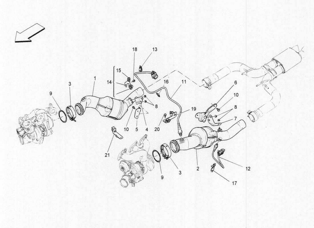 maserati qtp. v6 3.0 bt 410bhp 2015 pre-catalytic converters and catalytic converters parts diagram