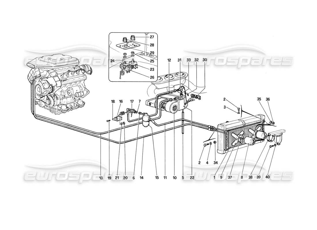 ferrari 308 (1981) gtbi/gtsi air conditioning system part diagram